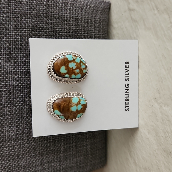 Gorgeous NWOT Native American Navajo Turquoise and Sterling Earrings ๐๐ค - Picture 2 of 11